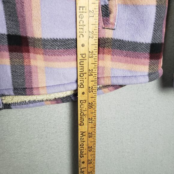 SAGE Collective Women's S Fuzzy Lined Plaid Shacket Purple Western Fall Casual - Picture 7 of 11